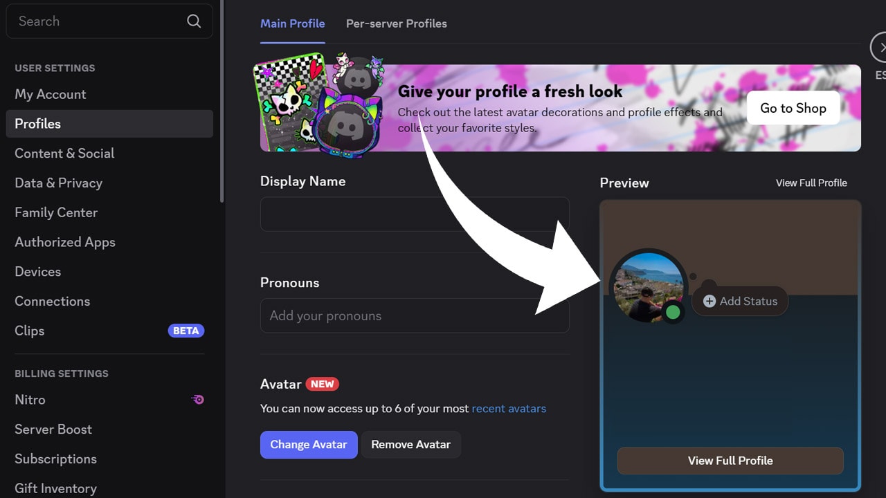 adding discord pfp