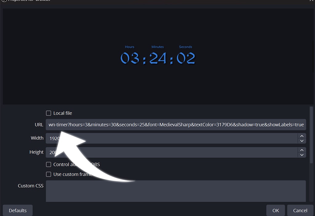 obs browser source for countdown timer