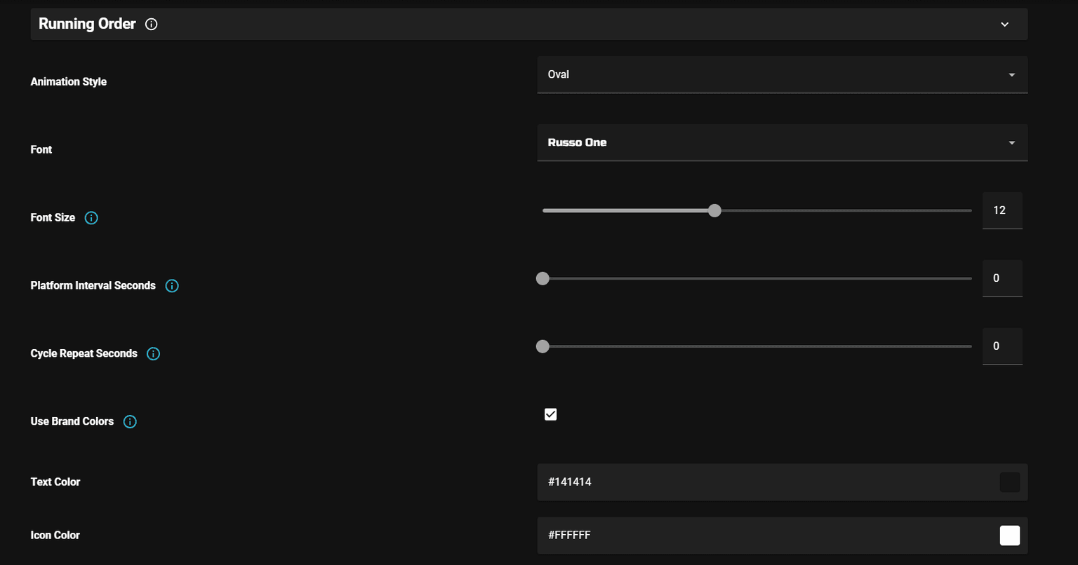 customisation options for the lower thirds